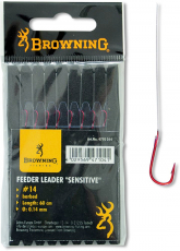 Browning Feeder SENSITIVE Vorfachhaken, rot, 60cm 8 Stück ABVERKAUF