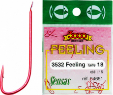 Sensas Haken Feeling 3532 rot langschenklig, Pack mit 15 Haken