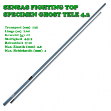 Sensas FIGHTING TOP SPECIMEN GHOST TELE 4.2 TOP 2.60m bis 4.0mm Hohlgummi, Modell 2023